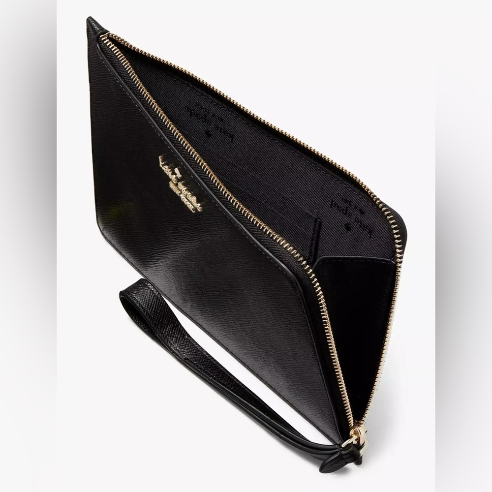 Kate Spade Staci Medium L-Zip Wristlet Black Leather Wallet NWT $139 - Picture 3 of 8